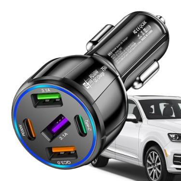 Imagem de Carregador de carro multiportas, carregador de carro USB C | Carregador de carro rápido de telefone 75W,Carregador de carro, adaptador de carro USB, adaptador de carregador de carro multifuncional par