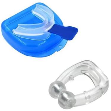 Imagem de Kit Clip Nasal Anti Ronco Magnético Apneia Do Sono + Protetor Bucal Si
