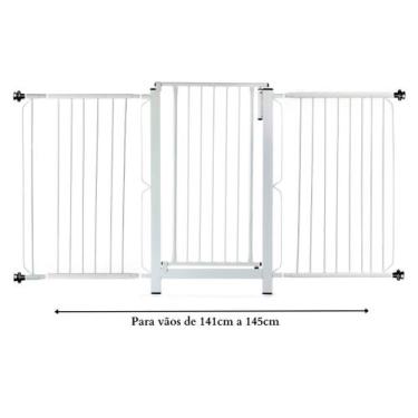 Imagem de Grade e portão para cachorro bebê pet, vãos de 141cm a 145cm - Grade M