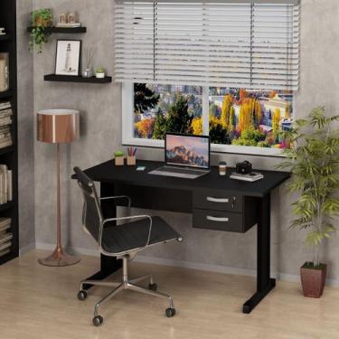 Imagem de Mesa De Escritório Escrivaninha 1.20x60 C/gaveteiro Pé Metal - NetMobi