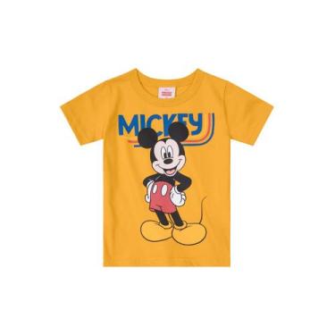 Imagem de Camiseta Mickey Mouse infantil menino Brandili, Amarelo, 3