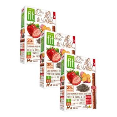 Imagem de Kit 3 Petiscos P/ Cães Sticks Fit Spin Pet - 50g - Morango