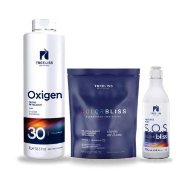 Imagem de Kit Pó descolorante 11 tons 500g+oxigenada 30vol+Sos 500ml - Treeliss 