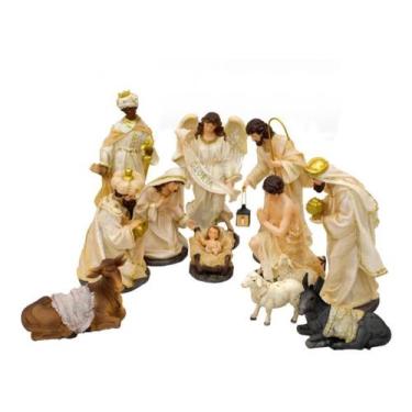 Imagem de Presépio Grande Resina Completo Natal Natalino - 33 Cm  - Tascoinport,