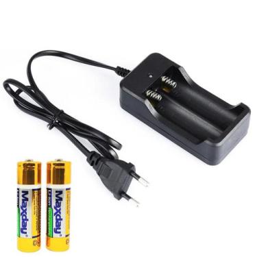 Imagem de Carregador Com 2 Pilhas Duplo de Pilhas Baterias Recarregáveis 4.2v Li