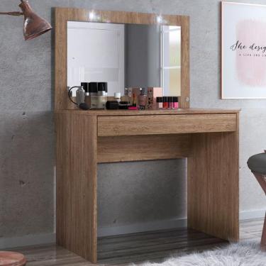 Imagem de Penteadeira Camarim Atraente 01 Gaveta Led Nogal Touch Baby Home-Demób