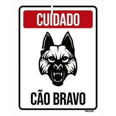 Imagem de Placa De Sinalização - Cuidado Cão Bravo 18X23 - Sinalizo