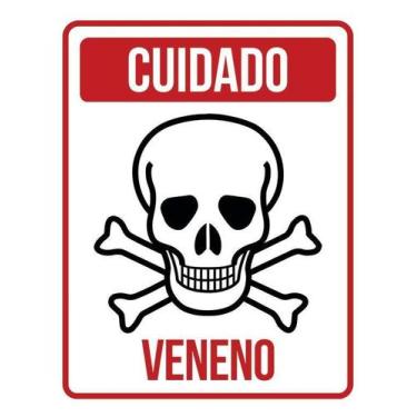 Imagem de Placa Atenção Cuidado Aviso Sinalização Veneno 36X46 - Sinalizo