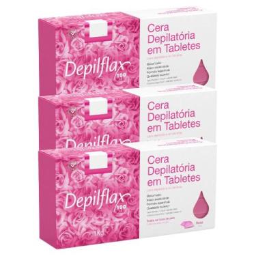 Imagem de Kit 3 Cera Quente Depilatória Profissional Rosa Depilflax Barra 1Kg Gr