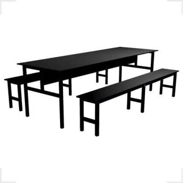 Imagem de Conjunto Mesa para Refeitório 10 Lugares com Bancos Separado - DE ASTR