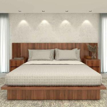 Imagem de Kit Quarto MDF Sob Medida Com Cabeceira King 3,50m e 2 Mesas - Casa La