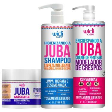 Imagem de Kit Widi Care Linha Juba Encrespando 1L, Shampoo 1L, Máscara