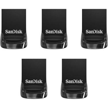 Imagem de SanDisk Pacote com 5 unidades de 64 GB Ultra Fit USB 3.2 Gen 1 Flash Drive (5 x 64 GB) - até 300 MB/s, design Plug and Stay - SDCZ430-064G-GAM5C