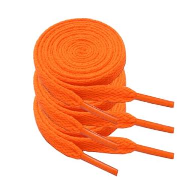 Imagem de Kotii 3 pares de cadarços planos para tênis, cadarços coloridos para botas de corrida atléticas, cordas para crianças e adultos, Laranja, laranja, laranja, 71inch(180cm)