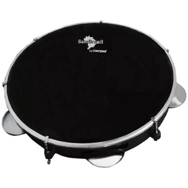 Imagem de Pandeiro Liverpool Sambrasil Premium 10 Preto C/ Pele Preta