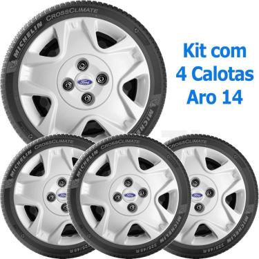 Imagem de 4X Calota Ford Fiesta Hatch Sedan Aro 14 Com Emblema 025Cb