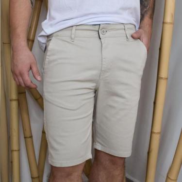 Imagem de Bermuda Masculina Alfaiataria Bolso Faca Premium - TBTJeans, Bege, 44