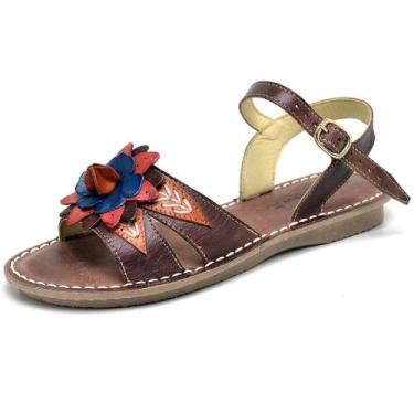 Imagem de Sandália Rasteirinha Feminina Salto Baixo Tiras Em Couro Anatômica Flo