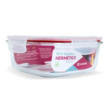 Imagem de Pote Vidro Hermético Marmita Mantimento Tampa Plástico 800ml - U4home,