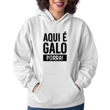 Imagem de Moletom Feminino Aqui é galo  - Foca na Moda, Branco, P