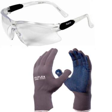Imagem de Kit Luva Epi Proteção Segurança Antiderrapante Óculos Uv Ca Pedreiro C