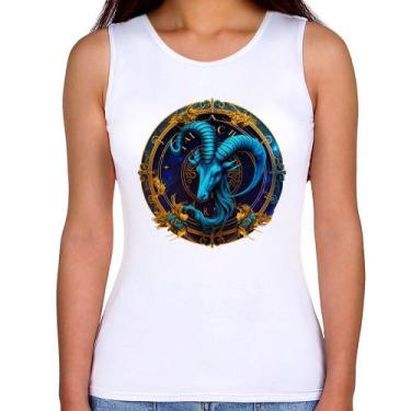 Imagem de Regata Feminina Capricórnio Sígno - Foca na Moda, Branco, M