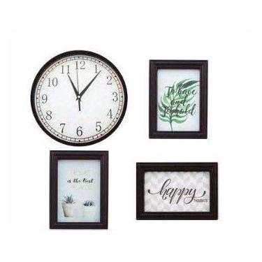 Imagem de Kit decorativo 4 pcs 1 relogio 25cm e 3 porta retratos - ViMultShop