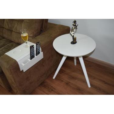 Imagem de Mesa Lateral Tampo Laqueado Para Sala Tampo 40 cm Tripé Pés Palito - l