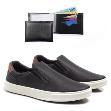 Imagem de Sapatenis Casual Slip On Masculino Com Carteira Tenis Moderno Macio Di