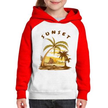 Imagem de Moletom Infantil Sunset Beach - Foca na Moda, Branco, Vermelho, 4