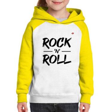 Imagem de Moletom Infantil Rock n Roll - Foca na Moda, Branco, Amarelo, 4