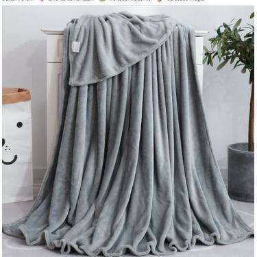 Imagem de Manta Microfibra Lisa Casal Cobertor Soft Macia 2,00m x 1,80m Cinza - 
