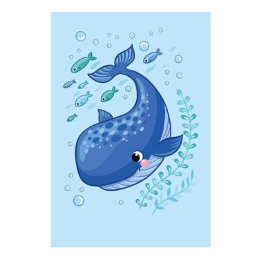 Imagem de Placa Decorativa MDF Infantil Fundo do Mar Baleia 20x30cm - Quartinhos