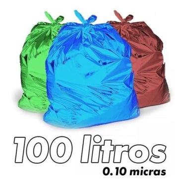 Imagem de Saco De Lixo 100 Litros Colorido Reforçado 0,10 Micras 100u - HIGIPACK