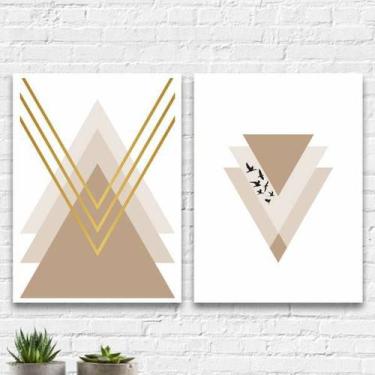 Imagem de Kit 2 Quadros Geométricos Rosês Gold 33x24cm - Quadros On-line, Madeir