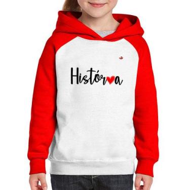 Imagem de Moletom Infantil História por amor - Foca na Moda, Branco, Vermelho, 8