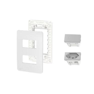 Imagem de Kit Conjunto 4x2 Tomada 20A Interruptor Par Orion Schneider - Pial Leg