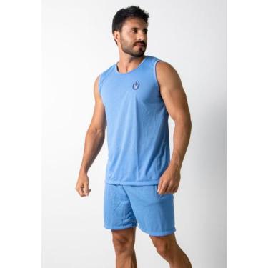 Imagem de Pijama Masculino Basico Regata Liso Adulto Rlc Modas, Azul claro, P