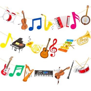 Imagem de Banners de festa de instrumentos musicais decorações de notas musicais decorações de festa de aniversário com tema de música karaokê suprimentos de festa de aniversário
