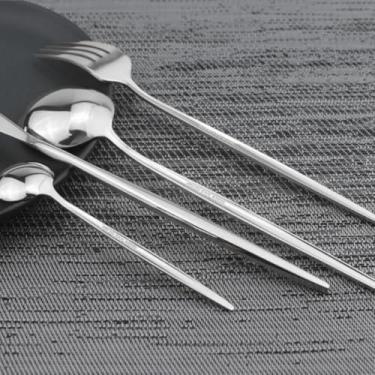 Imagem de Conjunto de Talheres Dourados e Prata 24 Peças, Conjunto de Garfo, Colher, Faca e Colher de Sobremesa (Prata)