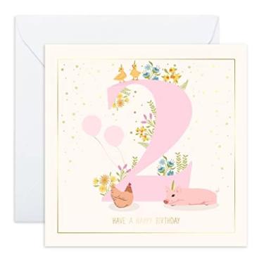 Imagem de Central 23 - Cartões de aniversário fofos para crianças - Cartão de 2º aniversário - "Tenha um feliz aniversário" - Cartão de aniversário bonito para ela - Cartão de aniversário ideal para ele - Vem com adesivos fofos