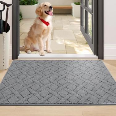 Imagem de COSY HOMEER Tapete de porta de cachorro para patas enlameadas, absorve umidade e sujeira, tapete de lama para cães, tapete lavável antiderrapante, tapete de porta interna de entrada de polipropileno