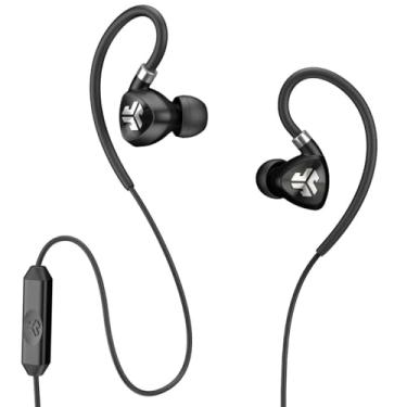 Imagem de JLab Fones de ouvido esportivos Audio Fit2, à prova de suor, resistente à água com ganchos de ouvido personalizáveis, ajuste garantido, - preto