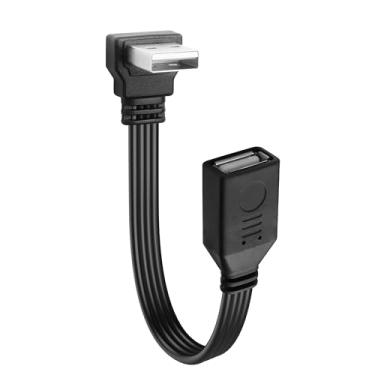 Imagem de JSADZKJ Cabo USB 2.0 de 90 graus USB A macho para fêmea cabo curto plano suporte para carregamento/transferência de ângulo USB 2.0 cabo de extensão para laptop, TV, teclado, impressora, pen drive USB