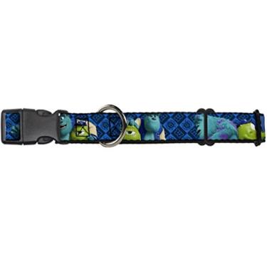Imagem de Buckle-Down Coleira para cães Martingale - Universidade Monstros Sulley & Mike Poses/Xadrez Azul - 2,54 cm de largura - Serve para pescoços de 22,86 a 38,10 cm - Pequena
