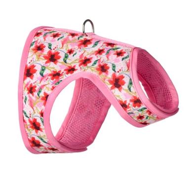 Imagem de Mile High Life Peitoral de velcro para cães, malha de ar, floral para cães e gatos pequenos de 9 kg, fácil de colocar, fechos fáceis ajustáveis no pescoço e no peito (Lily, PP peito 35,5-40,6 cm)