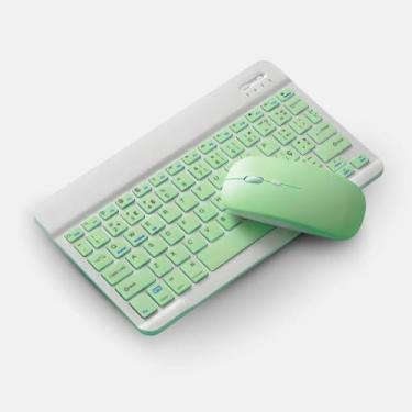 Imagem de Teclado Sem Fio Bluetooth Recarregável com Mouse | Compacto, Silencioso e Compatível com PC, Notebook e Tablet (Verde)