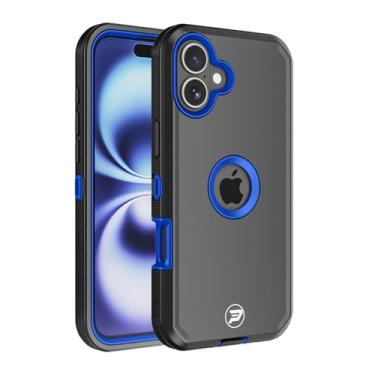 Imagem de Wireless PROTECH Capa compatível com Apple iPhone 16 Plus (tamanho da tela de 6,7 polegadas), TPU de camada tripla robusta e capa lisa de policarbonato (preta/azul)