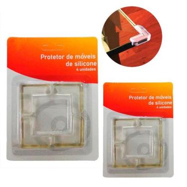 Imagem de Kit Protetor Quina Móveis Cantoneira Silicone Bebê 8unidades - RT