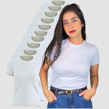 Imagem de Kit 10 Camisetas Femininas Algodão Blusinhas Básica Confortável T-shir